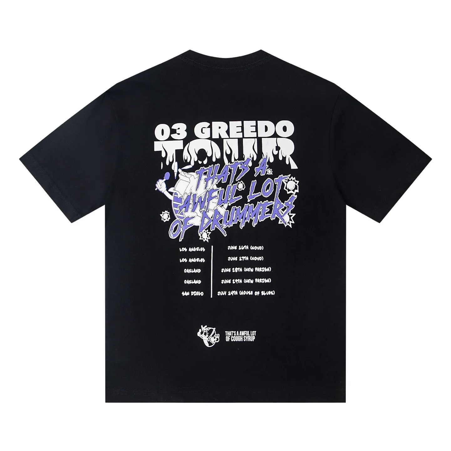 2216#Active Black ｜ THAT'S A AWFUL LOT OF COUGH SYRUP In Stock Real shot American simple fashion brand loose casual T-shirt Fabric (fabric): 32 counts Weight combed double yarn pure cotton Sizes (size): S-M L X L Color (colour): Black 👉